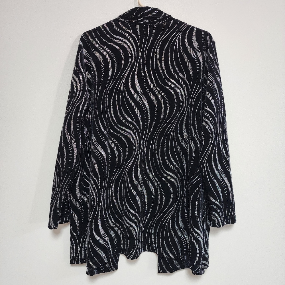 Notations Open Front Roll Collar Black Silver Car… - image 4